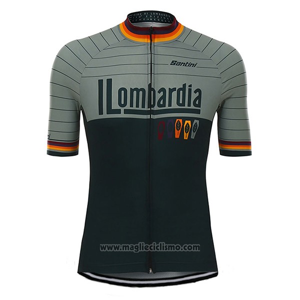 2017 Abbigliamento Ciclismo Santini Lombardia Verde Manica Corta e Salopette