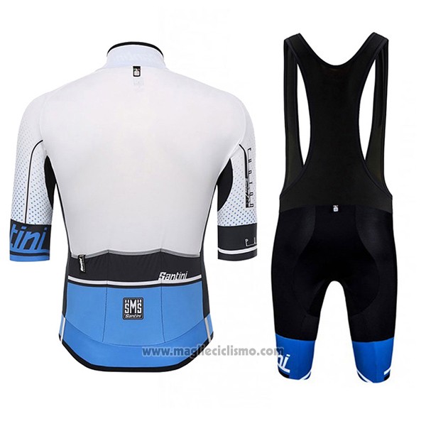 2017 Abbigliamento Ciclismo Santini Photon Blu e Bianco Manica Corta e Salopette