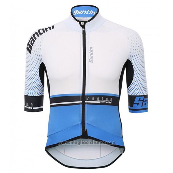2017 Abbigliamento Ciclismo Santini Photon Blu e Bianco Manica Corta e Salopette