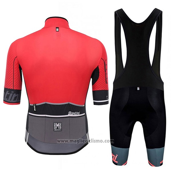 2017 Abbigliamento Ciclismo Santini Photon Rosso e Grigio Manica Corta e Salopette