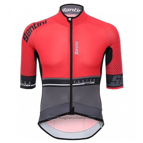 2017 Abbigliamento Ciclismo Santini Photon Rosso e Grigio Manica Corta e Salopette