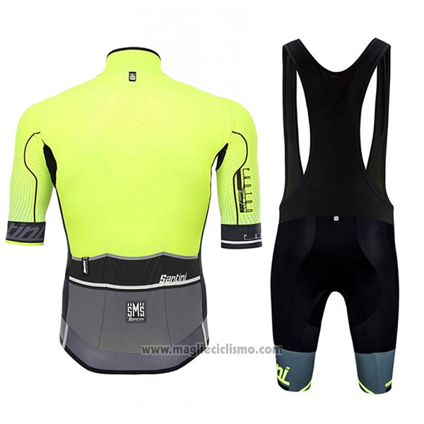 2017 Abbigliamento Ciclismo Santini Photon Verde e Nero Manica Corta e Salopette