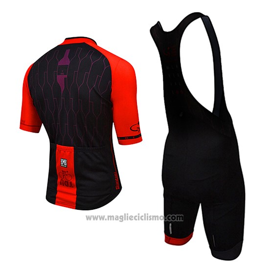 2017 Abbigliamento Ciclismo Santini Rosso Manica Corta e Salopette
