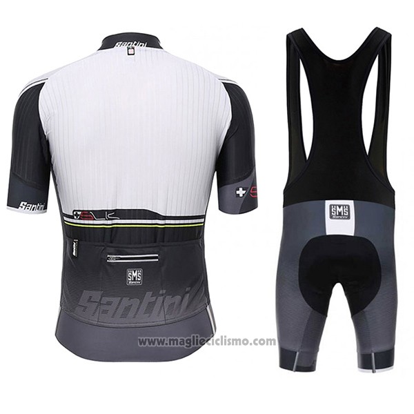 2017 Abbigliamento Ciclismo Santini Sleek Bianco e Grigio Manica Corta e Salopette