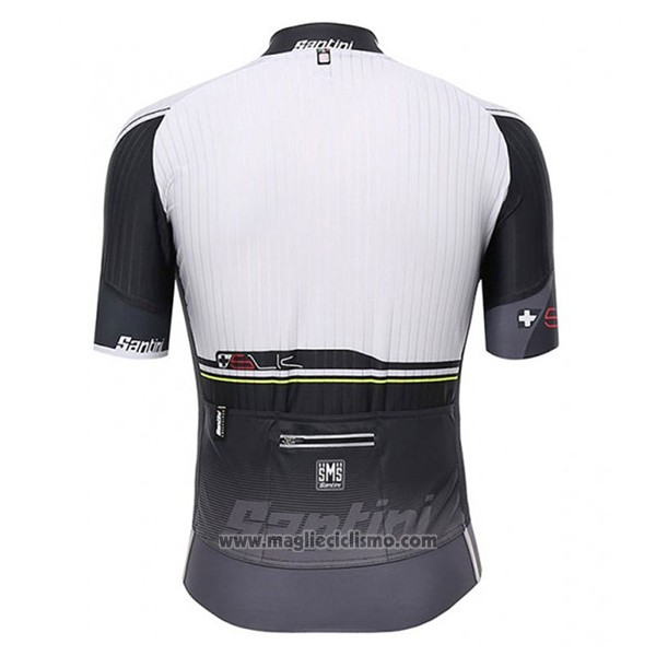 2017 Abbigliamento Ciclismo Santini Sleek Bianco e Grigio Manica Corta e Salopette