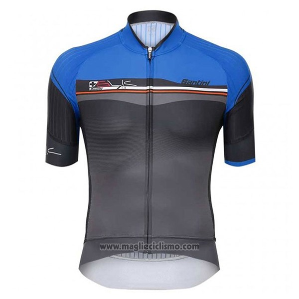 2017 Abbigliamento Ciclismo Santini Sleek Blu e Grigio Manica Corta e Salopette