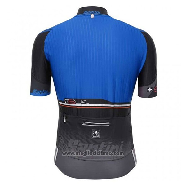2017 Abbigliamento Ciclismo Santini Sleek Blu e Grigio Manica Corta e Salopette