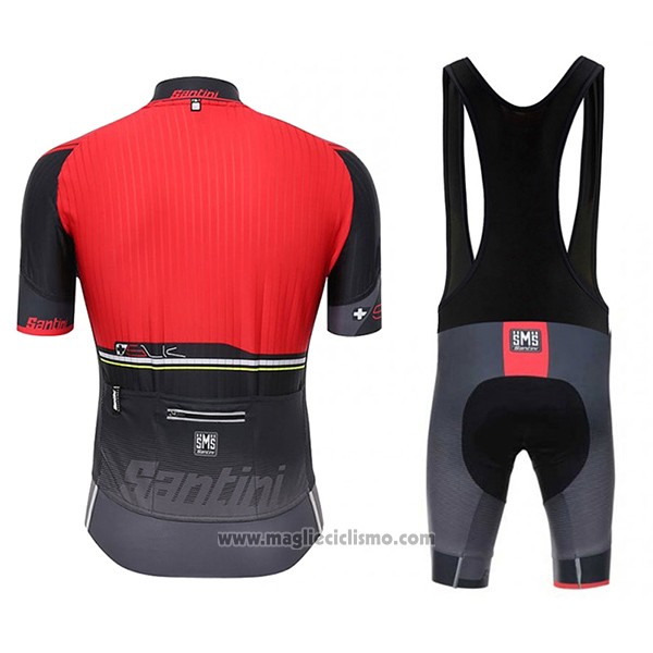 2017 Abbigliamento Ciclismo Santini Sleek Rosso e Grigio Manica Corta e Salopette