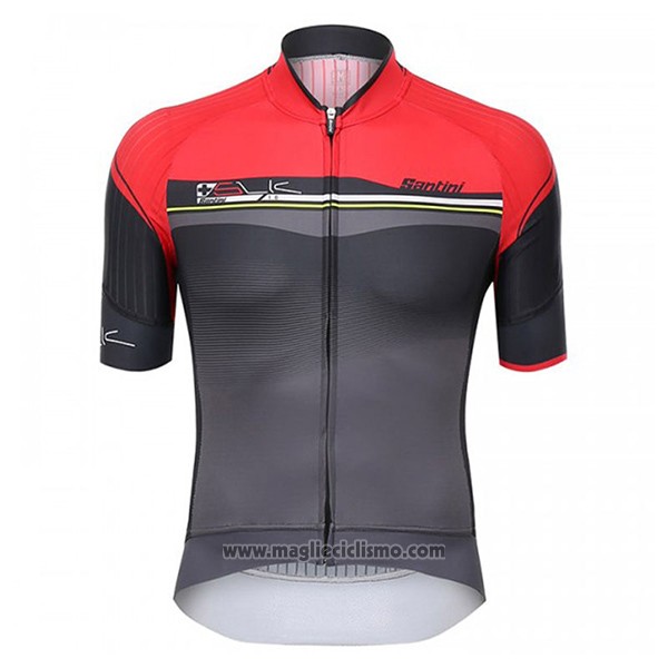 2017 Abbigliamento Ciclismo Santini Sleek Rosso e Grigio Manica Corta e Salopette