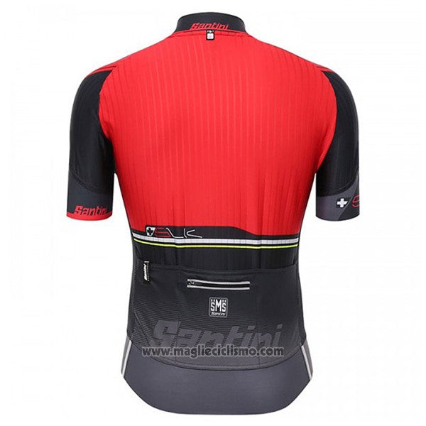 2017 Abbigliamento Ciclismo Santini Sleek Rosso e Grigio Manica Corta e Salopette