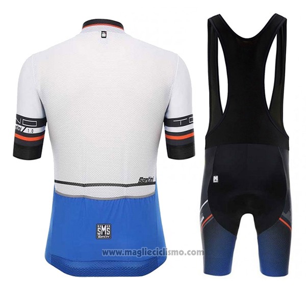 2017 Abbigliamento Ciclismo Santini Tono Blu e Bianco Manica Corta e Salopette