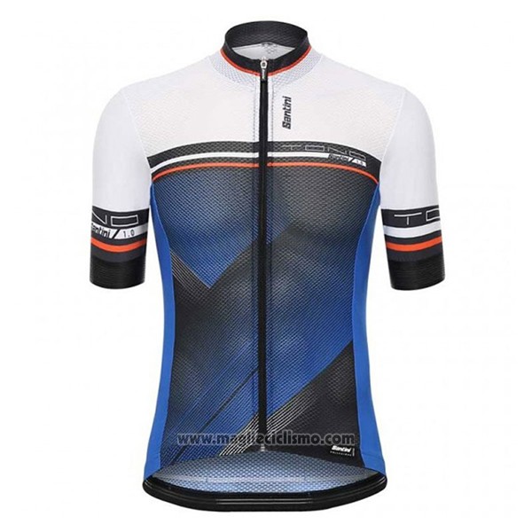 2017 Abbigliamento Ciclismo Santini Tono Blu e Bianco Manica Corta e Salopette