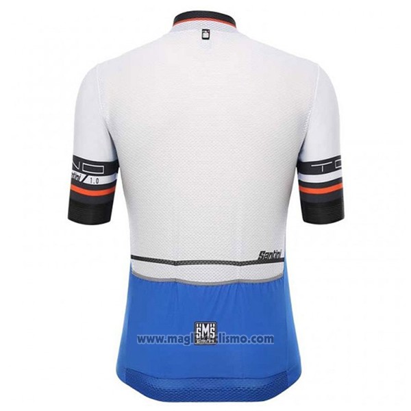 2017 Abbigliamento Ciclismo Santini Tono Blu e Bianco Manica Corta e Salopette