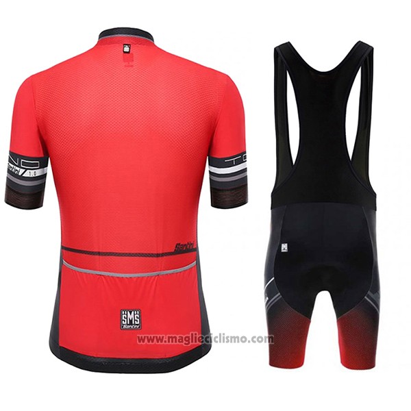 2017 Abbigliamento Ciclismo Santini Tono Rosso e Nero Manica Corta e Salopette