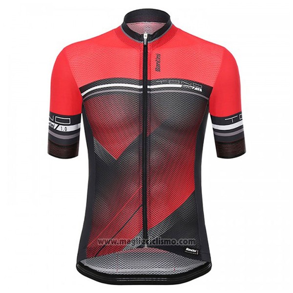 2017 Abbigliamento Ciclismo Santini Tono Rosso e Nero Manica Corta e Salopette