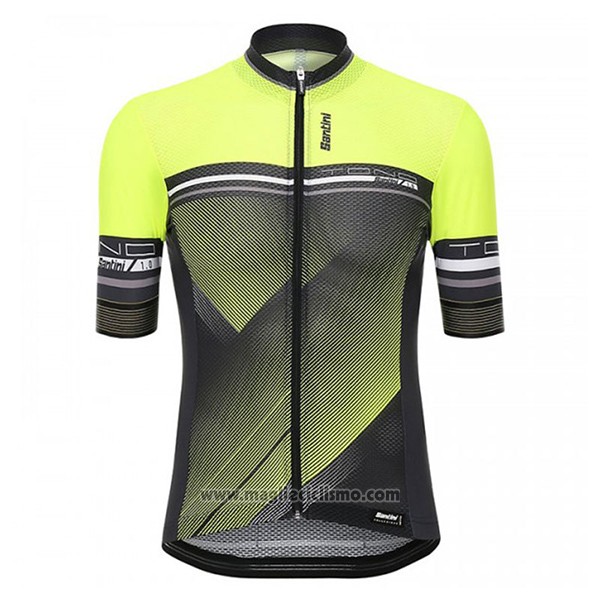 2017 Abbigliamento Ciclismo Santini Tono Verde e Nero Manica Corta e Salopette