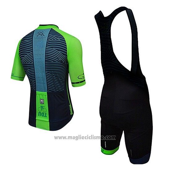 2017 Abbigliamento Ciclismo Santini Verde Manica Corta e Salopette