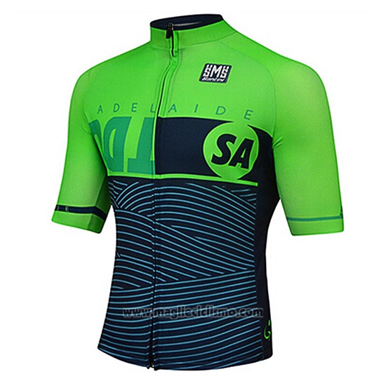 2017 Abbigliamento Ciclismo Santini Verde Manica Corta e Salopette