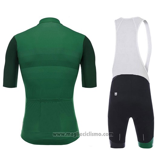 2018 Abbigliamento Ciclismo Santini Crowin Verde e Nero Manica Corta e Salopette