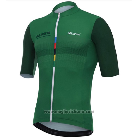 2018 Abbigliamento Ciclismo Santini Crowin Verde e Nero Manica Corta e Salopette