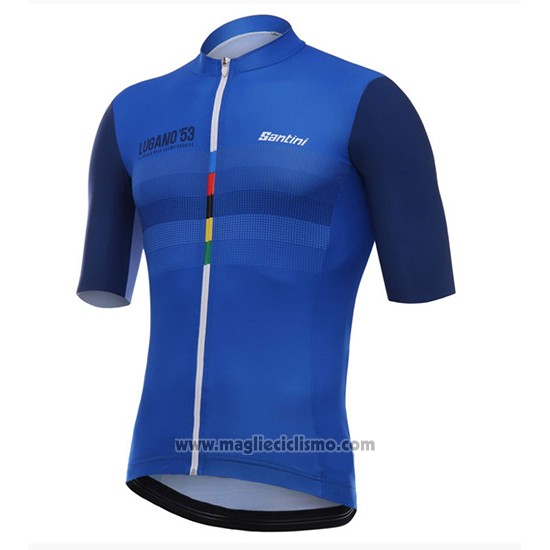 2018 Abbigliamento Ciclismo Santini Dama Blu e Nero Manica Corta e Salopette