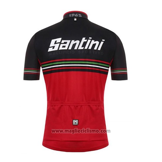 2018 Abbigliamento Ciclismo Santini Rosso Nero Manica Corta e Salopette