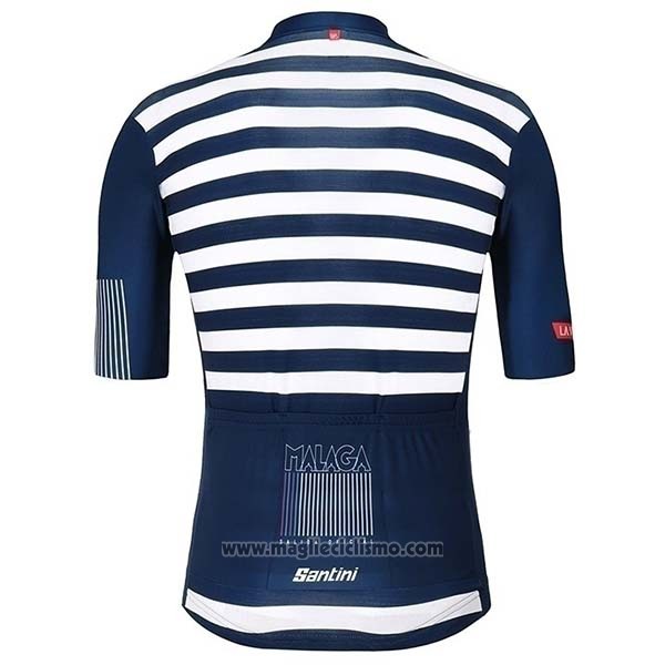 2019 Abbigliamento Ciclismo Santini Blu Bianco Manica Corta e Salopette