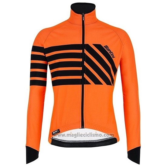 2019 Abbigliamento Ciclismo Santini Svolta Arancione Nero Manica Lunga e Salopette