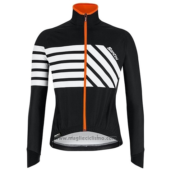 2019 Abbigliamento Ciclismo Santini Svolta Bianco Nero Manica Lunga e Salopette