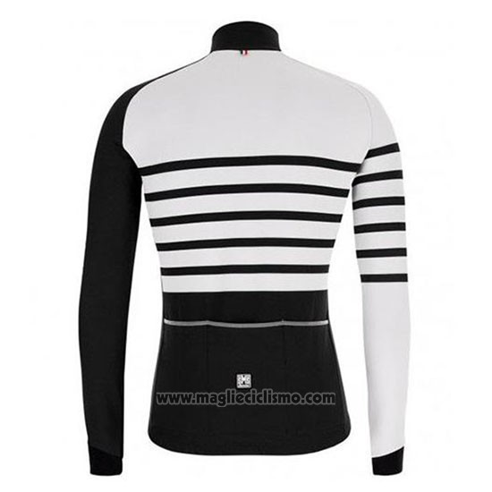 2020 Abbigliamento Ciclismo Santini Svolta Bianco Nero Manica Lunga e Salopette