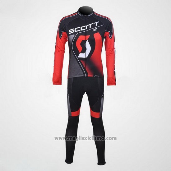 2012 Abbigliamento Ciclismo Scott Nero e Rosso Manica Lunga e Salopette