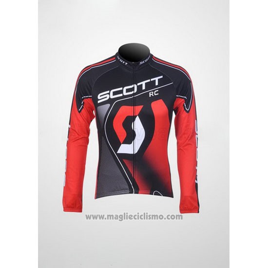 2012 Abbigliamento Ciclismo Scott Nero e Rosso Manica Lunga e Salopette