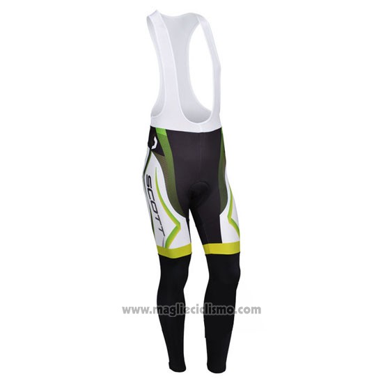 2013 Abbigliamento Ciclismo Scott Bianco e Giallo Manica Lunga e Salopette