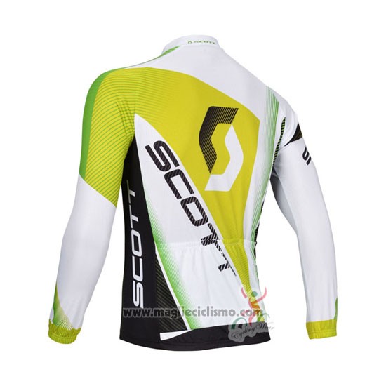 2013 Abbigliamento Ciclismo Scott Bianco e Giallo Manica Lunga e Salopette