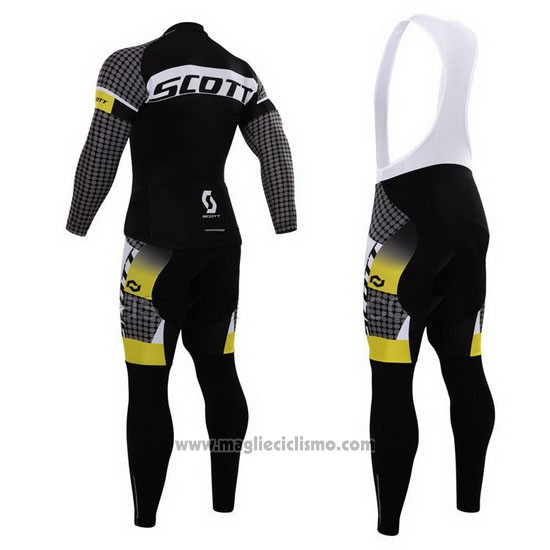 2015 Abbigliamento Ciclismo Scott Bianco e Nero Manica Lunga e Salopette