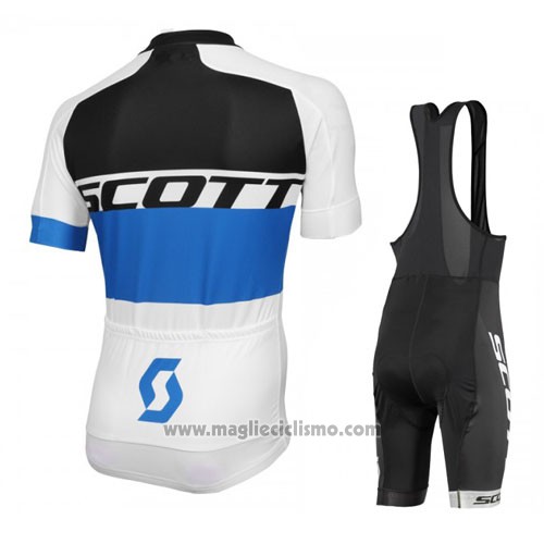 2016 Abbigliamento Ciclismo Scott Bianco e Blu Manica Corta e Salopette