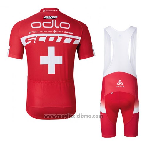 2016 Abbigliamento Ciclismo Scott Bianco e Rosso Manica Corta e Salopette