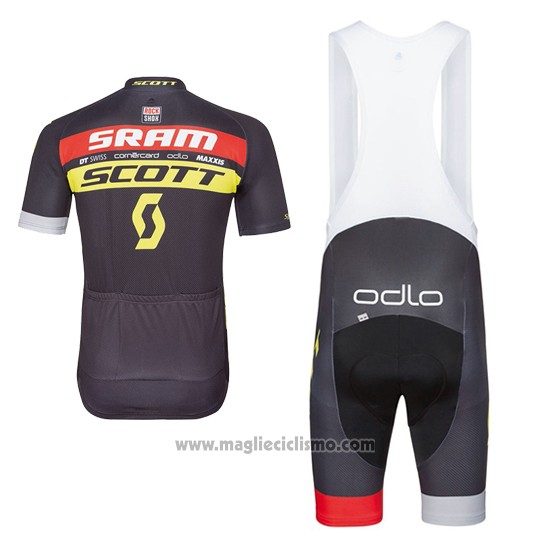 2017 Abbigliamento Ciclismo Scott Nero Giallo Manica Corta e Salopette