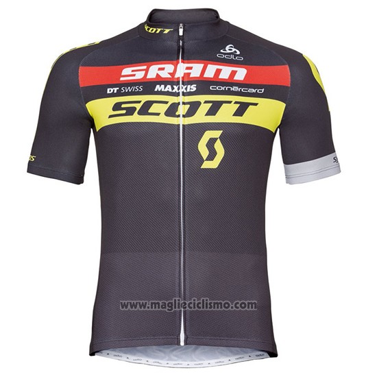 2017 Abbigliamento Ciclismo Scott Nero Giallo Manica Corta e Salopette