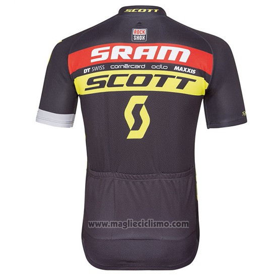 2017 Abbigliamento Ciclismo Scott Nero Giallo Manica Corta e Salopette