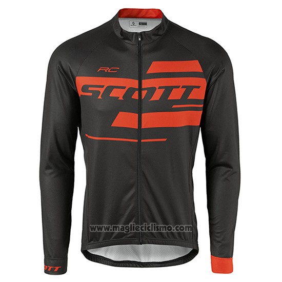 2017 Abbigliamento Ciclismo Scott Nero e Arancione Manica Lunga e Salopette