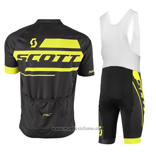 2017 Abbigliamento Ciclismo Scott Nero e Giallo Manica Corta e Salopette