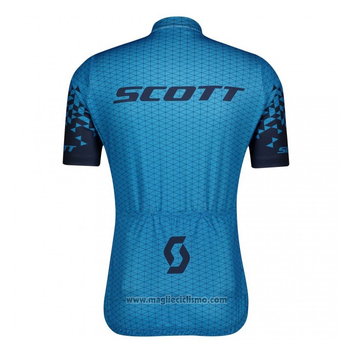 2021 Abbigliamento Ciclismo Scott Blu Manica Corta e Salopette