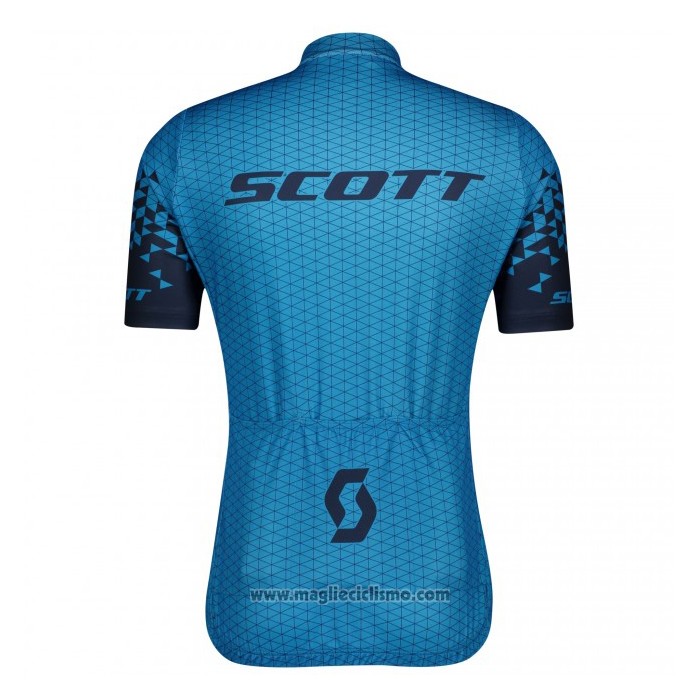 2021 Abbigliamento Ciclismo Scott Blu Manica Corta e Salopette