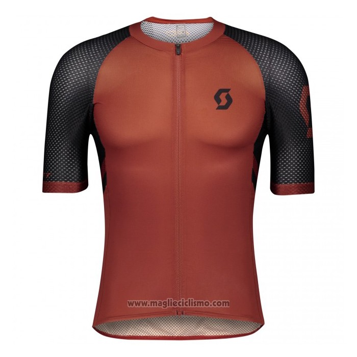 2021 Abbigliamento Ciclismo Scott Spento Arancione Manica Corta e Salopette
