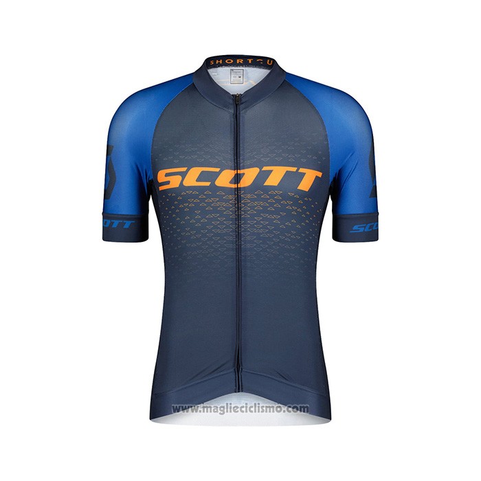 2022 Abbigliamento Ciclismo Scott Blu Giallo Manica Corta e Salopette