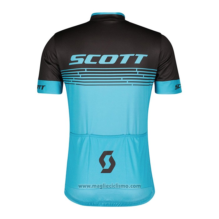 2022 Abbigliamento Ciclismo Scott Blu Manica Corta e Salopette