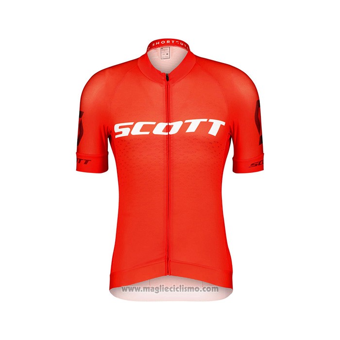 2022 Abbigliamento Ciclismo Scott Rosso Bianco Manica Corta e Salopette