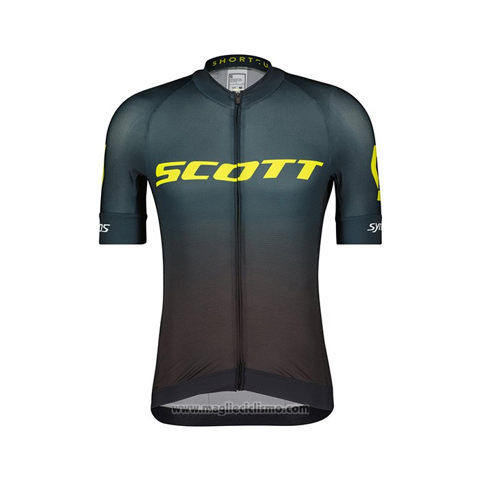 2022 Abbigliamento Ciclismo Scott Verde Marrone Manica Corta e Salopette