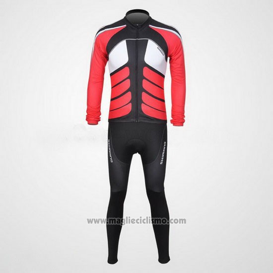 2011 Abbigliamento Ciclismo Shimano Bianco e Nero Manica Lunga e Salopette